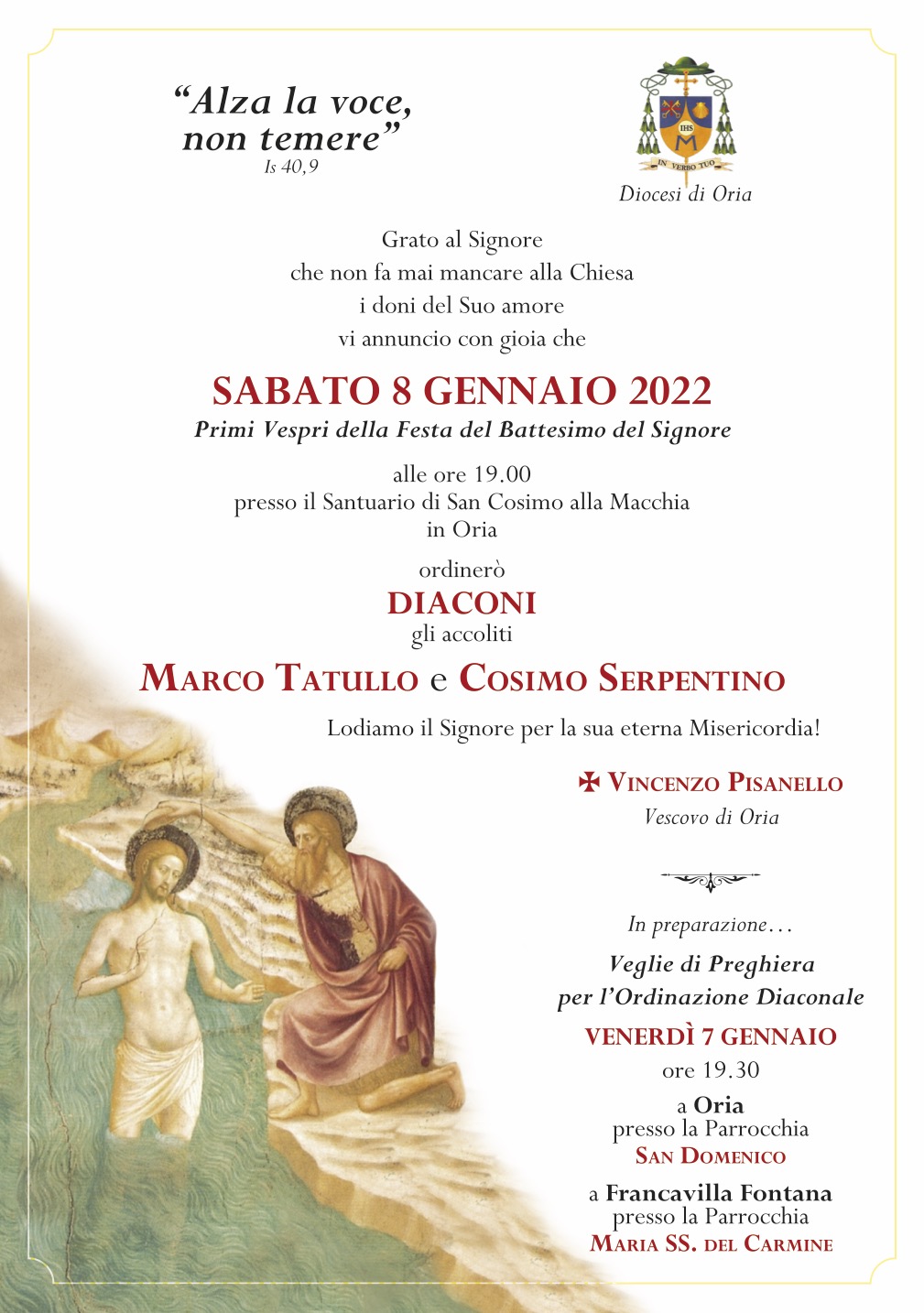 Locandina ordinazione diaconale di Marco Tatullo e Cosimo Serpentino