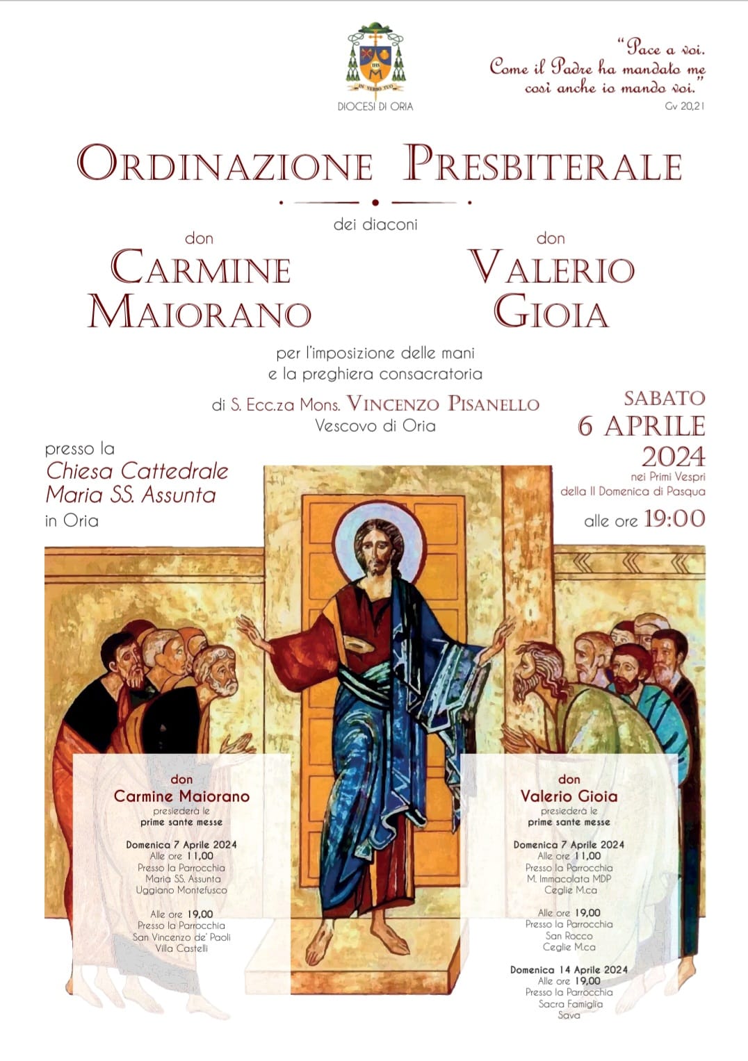 Locandina Ordinazione Presbiterale Don Carmine Maiorano e Don Valerio Gioia