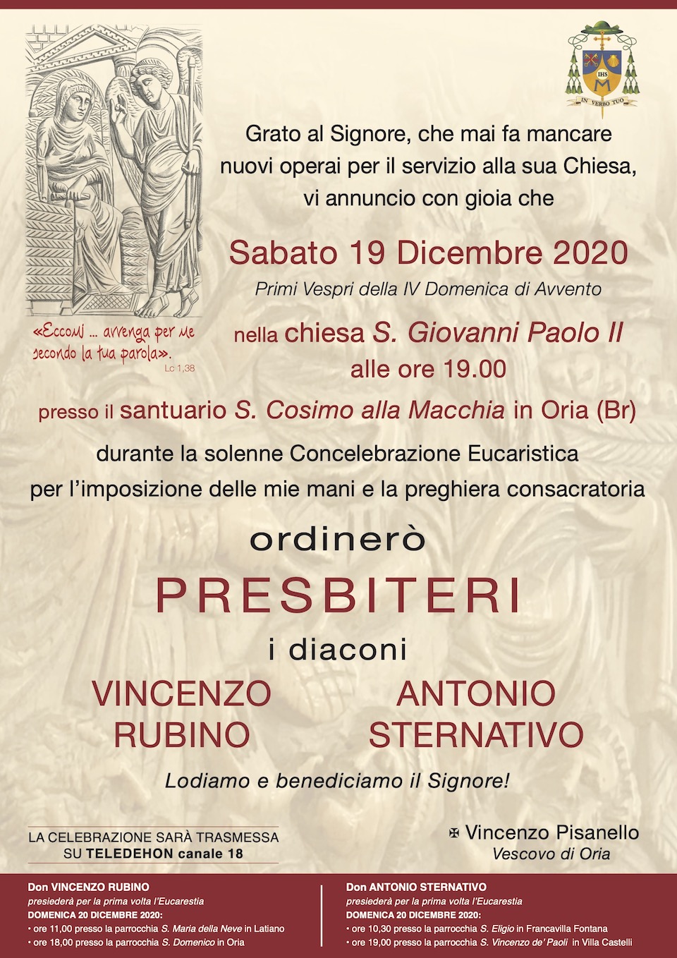 Locandina ordinazione presbiterale Vincenzo Rubino e Antonio Sternativo