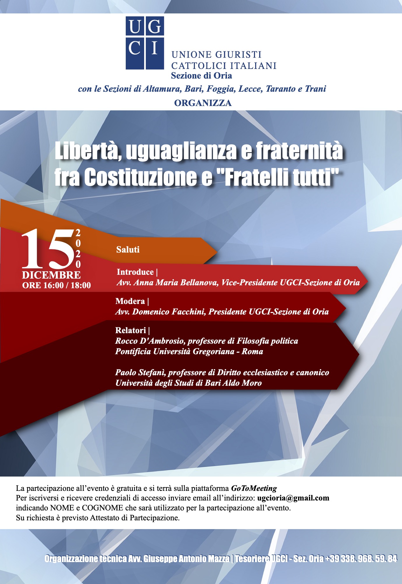 Locandina - Incontro UGCI Oria - 15 dicembre 2020